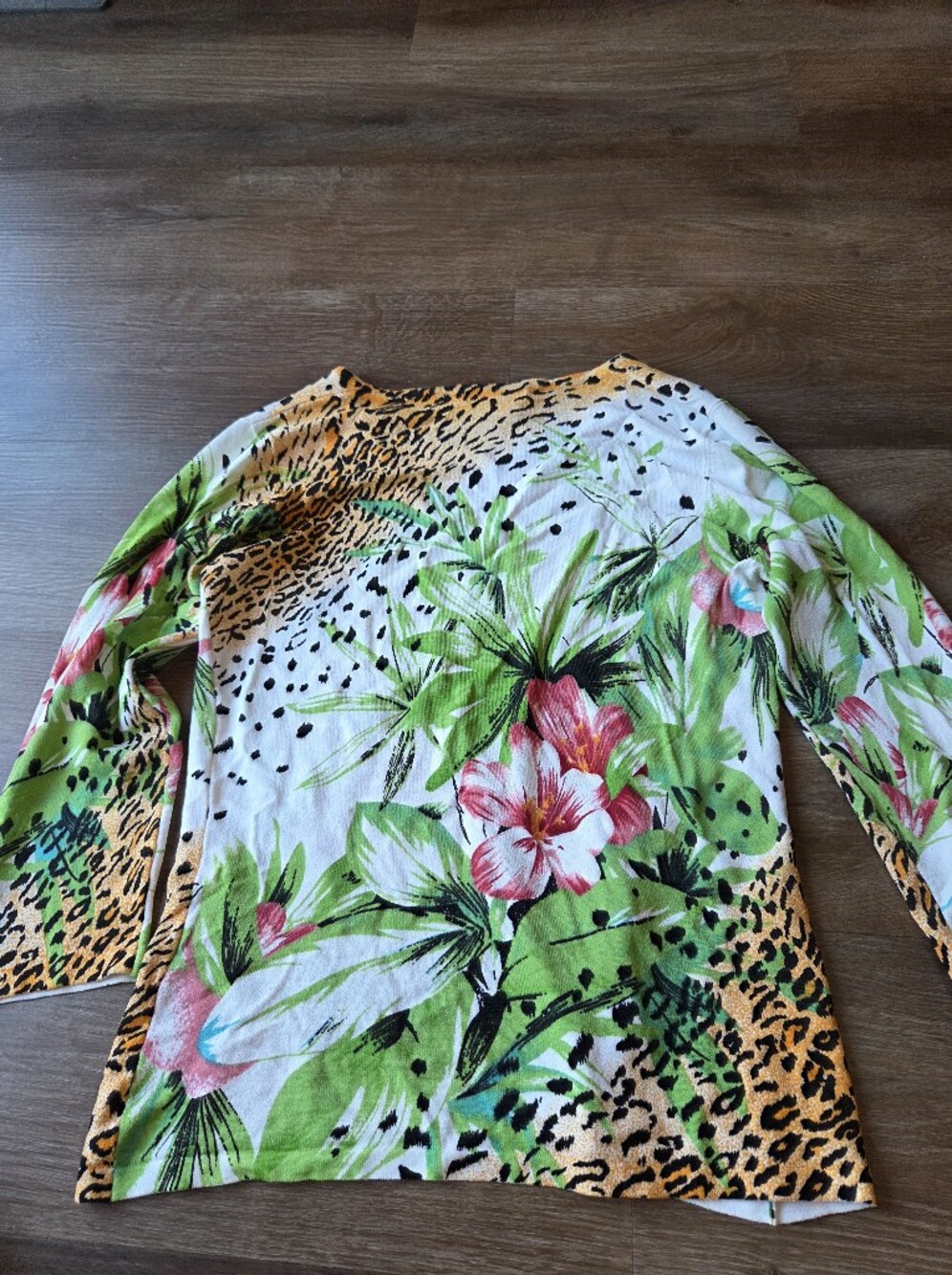 Vintage Alberto Makali Tropical and Animal Leopard Print Rhinestone Blouse Shirt - Picture 10 of 10